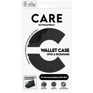 CARE Case für Samsung Galaxy S25 Ultra Schwarz von PanzerGlass Wallet Kickstand