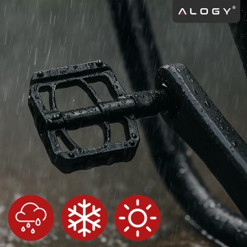 Pedały rowerowe Alogy do roweru szosowego i górskiego platformowe MTB aluminiowe komplet 2szt Aluminium z potrójnym łożyskiem Czarne