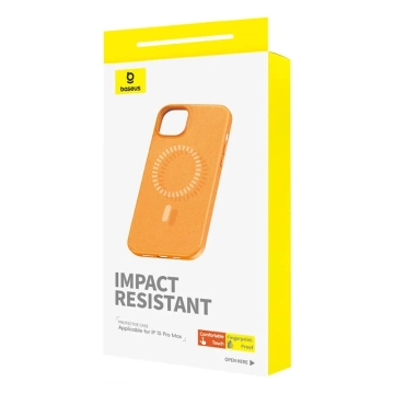 Magnetyczne Etui na telefon iPhone 15 Pro Max Baseus Fauxther Series (Pomarańczowe)