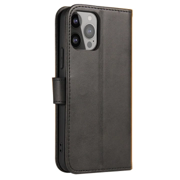 Etui na telefon Magnet Case do iPhone 13 Pro Max elegancki futerał etui pokrowiec z klapką i funkcją podstawki czarny