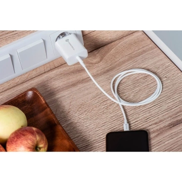 Szybka Ładowarka Forcell 25W PD QC 4.0 USB-C + kabel USB C do USB C biała