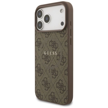Etui Guess Hardcase 4G Ring Classic Logo MagSafe do iPhone 17 Pro Max brązowe