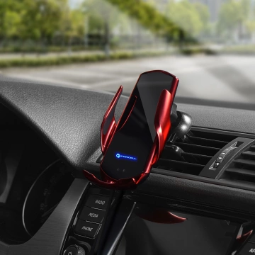 Uchwyt Samochodowy Ładowarka Forcell HS1 Auto IR Qi 15W Indukcja Czerwony