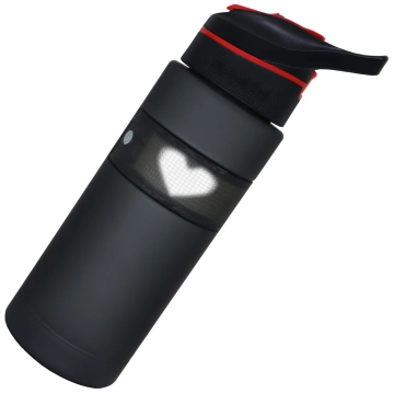 Butelka Bidon na Napoje LED, Inteligentna z Wyświetlaczem i Łącznością Bluetooth, Słomka, Motywacyjna, Wielokrotnego Użytku, Alogy FitBottle™ 800ml - Czarna