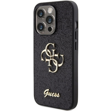 Original GUESS Hardcase GUHCP15LHG4SGK Hülle für iPhone 15 PRO (Fixed Glitter Big 4G / schwarz)