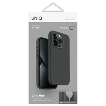 UNIQ Lino Hue Handyhülle für Apple iPhone 14 Pro 6.1" Magclick Charging grau/anthrazit