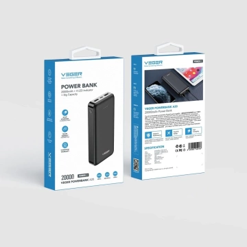 Powerbank Externer Akku VEGER A20 - 20.000 mAh schwarz (W2015)