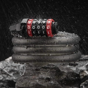 Rockbros RKS507-1BK Fahrradschloss mit Zahlenkombination 1,8 m – Schwarz