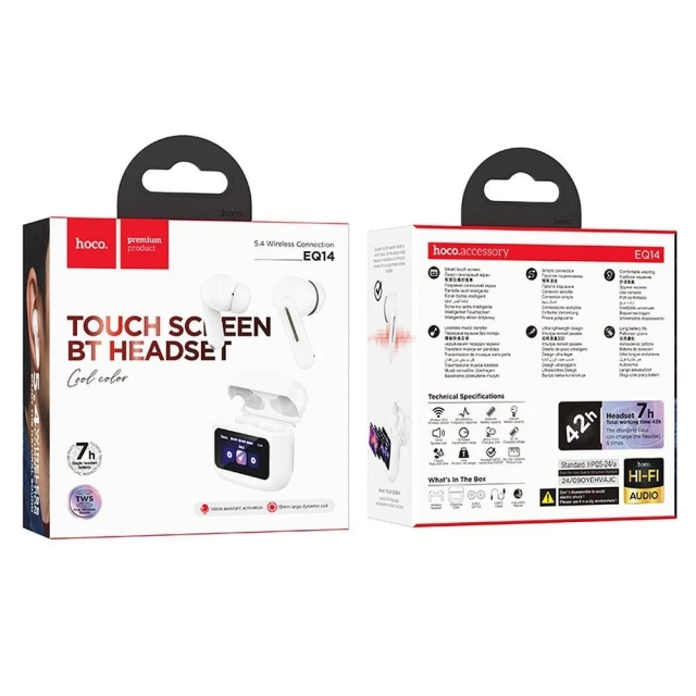 Hoco EQ14 TWS Kabellose In-Ear-Kopfhörer mit Touchscreen, Weiß