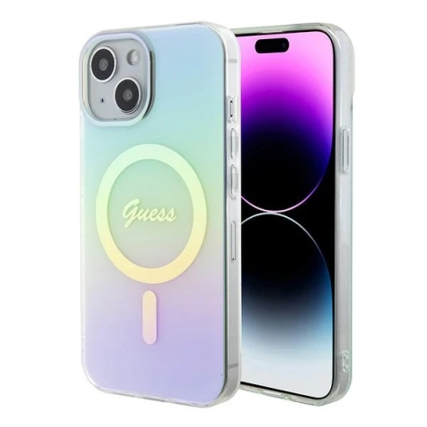 Etui Guess GUHMP15SHITSQ für iPhone 15 6,1" türkis/türkises Hardcase IML Iridescent MagSafe