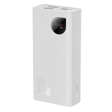 Baseus Adaman2 Powerbank mit Digitalanzeige 2x USB-A / 1x USB-C 10000mAh 30W - Weiß