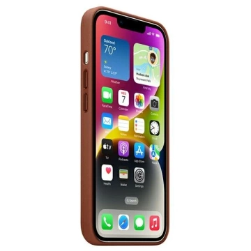 Oryginalne Etui ochronne na telefon Apple MPP73ZM/A do Apple iPhone 14 6,1" umbra/umber Leather Case MagSafe