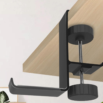 Ständer Kopfhörertaschenhalter, Aluminium, Schreibtisch, verstellbar, Tischständer, Kleiderbügel, Haken, Schwarz