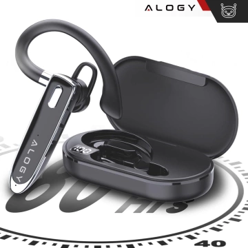 Słuchawka Bezprzewodowa Bluetooth 5.1 dla kierowcy 12H rozmów zestaw z etui ładującym zestaw słuchawkowy Alogy Czarna