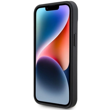 iPhone 15 Plus Hülle Mercedes AMG Leder Geprägte Linien Schwarz