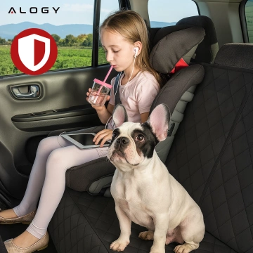Mata Ochronna na Siedzenie Samochodowe XXL Pokrowiec na Tył Fotel, Osłona do Auta pod Fotelik, dla Psa i Zwierząt, Duża, Alogy SeatGuard™ Czarna