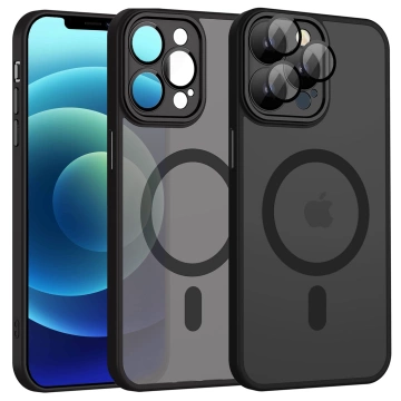 Etui do Apple iPhone 12 Pro obudowa Alogy MagSafe Hybrid Matte Case pokrowiec matowy z ochroną obiektywu czarny + Szkło
