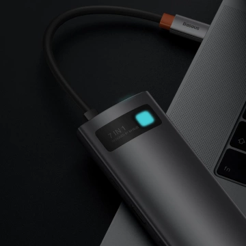 Baseus Metal Gleam Series multifunktionaler USB HUB 7in1 Typ C HDMI TF PD Kartenleser grau (WKWG020113)