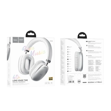 HOCO Słuchawki Bezprzewodowe Bluetooth W35 Składane Białe