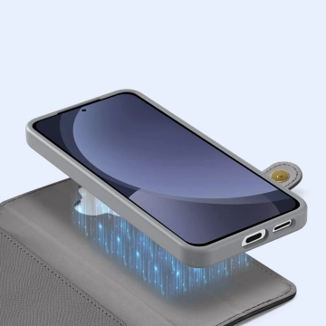 Etui do Samsung Galaxy S25 Dux Ducis Lawa Skórzane Szare