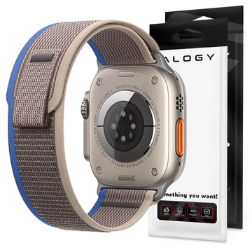 Pasek nylonowy Alogy Sport Strap na rzep do Apple Watch 1/2/3/4/5/6/7/8/SE (38/40/41mm) Niebiesko-szary