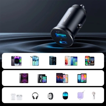 Mini ładowarka samochodowa Joyroom JR-CCN05 30 W USB-A & USB-C – czarna