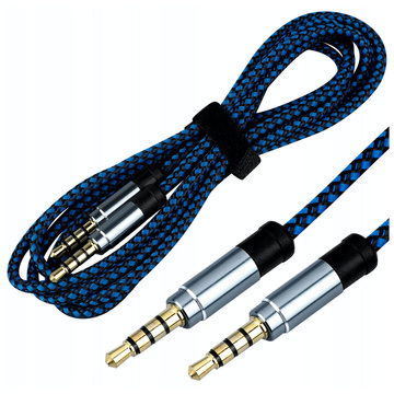 Audiokabel 2x Miniklinke - Klinke 3,5 mm lang AUX-Kabel Starkes Geflecht 1,5 m Blau