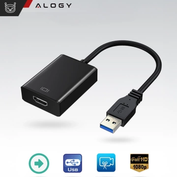 USB 3.0 zu HDMI Alogy Adapter Full HD 1080P 60HZ Hub Konverter Schwarz
