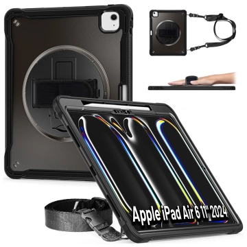 Etui pancerne 360 z miejscem na rysik do Apple iPad Air 11" (2024,2025) / Air 10.9" (2020,2022) / Pro 11 (2018) Alogy Pirate 360 Case obudowa na tablet Czarne