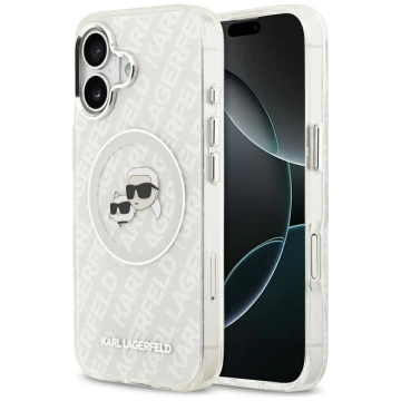 Etui Ochronne do iPhone 17 Karl Lagerfeld IML Glitter K&C Heads MagSafe Szary