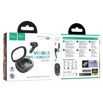 Hoco EQ6 Bezprzewodowe Słuchawki Bluetooth TWS - Czarne
