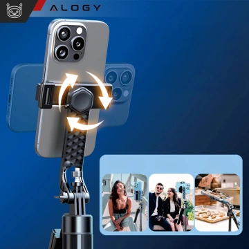 Kijek Selfie Tripod Alogy FlexPod Max z uchwytem na telefon i mocowaniem 1/4 Stabilizacja pilot Bluetooth 215cm