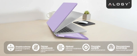 Etui do Apple MacBook Air 13 / 13.3" 2018–2021 (M1 A2337/A2179/A1932) – elastyczna, matowa obudowa ochronna, lekka i odporna – Alogy AirGuard™ Fioletowy