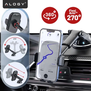 Uchwyt do Samochodu na Telefon Szybę Deskę Kokpit Kratkę samochodowy Holder mocny + Organizer na kabel