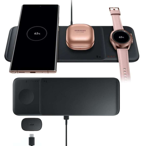 Oryginalna Ładowarka indukcyjna Qi 3w1 Samsung EP-P6300TBEGEU Trio 25W