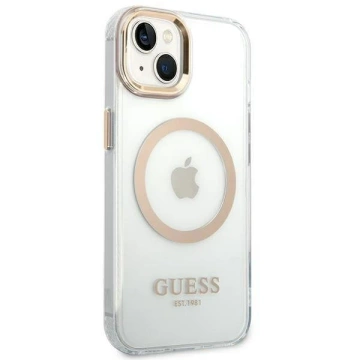 Etui Guess GUHMP14MHTRMD do Apple iPhone 14 Plus 6,7" złoty/gold hard case Metal Outline Magsafe