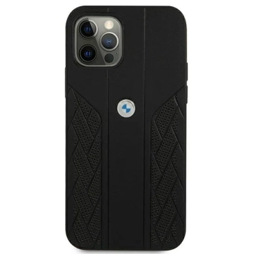 Etui na telefon BMW BMHCP12LRSPPK do Apple iPhone 12 Pro Max 6,7" czarny/black hardcase Leather Curve Perforate