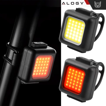 Lampka rowerowa na rower przednia tylna zestaw 2 lampek przód + tył COB USB Alogy Bike Light