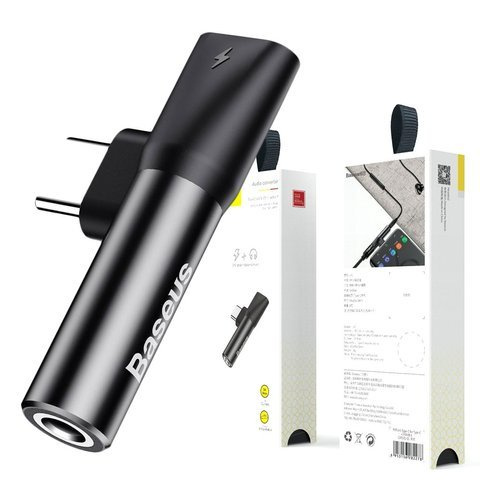 Adapter Baseus USB-C do Audio Mini Jack 3.5mm + USB-C kątowy L41 Czarny
