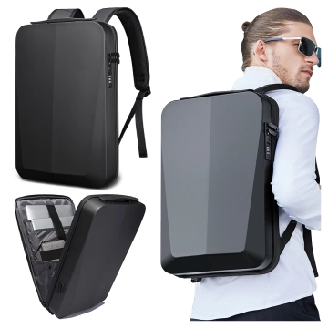 Bange Diebstahlsicherer, wasserdichter Rucksack für 15,6"-Laptops, ideal für Stadtreisen, 46 x 31 x 8 cm, für Arbeit und Flugreisen, für Damen und Herren, mit USB-Anschluss und Zahlenschloss, Schwarz