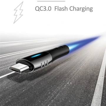 USAMS Geflochtenes Kabel U-Tone microUSB 1,2 m Abschaltung 2A Schnellladung schwarz