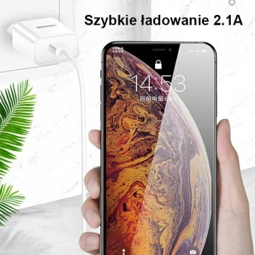 USAMS Ładowarka sieciowa 1x USB T18 2,1A (only head) biały/white Fast Charging CC075TC01