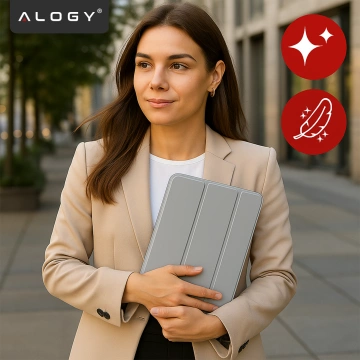 Etui do Apple iPad 11gen. 11" 2025 / 10gen. 10.9" 2022 Ochronne Hybrydowe z Miejscem na Rysik, Składana Okładka, Funkcja Podstawki, Alogy HybridBook™ Case  – Szare