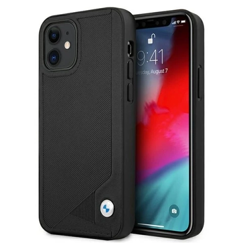 BMW BMHCP12SRCDPK Phone Case für Apple iPhone 12 Mini 5.4" schwarz/schwarz Hardcase Leather Deboss