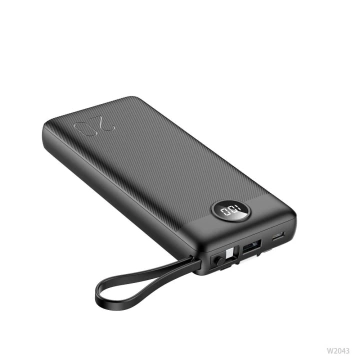 Powerbank Externer Akku (POWER BANK) VEGER C20 – 20.000 mAh (Micro Typ C Lightning 8-polig) schwarz W2047