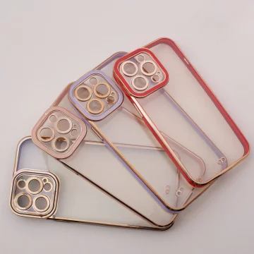 Fashion Case für iPhone 13 Pro Gold Frame Gel Cover Rot