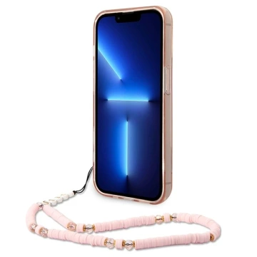 Etui Guess GUHCP14XHGCOHP für Apple iPhone 14 Pro Max 6,7" różowy/pink Hardcase Translucent Pearl Strap