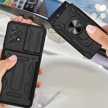 Alogy Camshield Ring Wallet Case mit Kamera Cover und Wallet für Samsung Galaxy A53 Schwarz