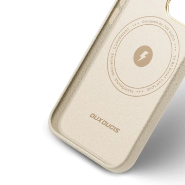 Dux Ducis Roma skórzane etui do iPhone 13 Pro Max elegancki pokrowiec z naturalnej skóry biały