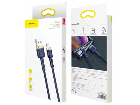 Kabel 2m Baseus Keviar USB Lightning do iPhone iPad iPod 1.5A Granatowy